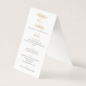 Menu de réception mariage feuille à effet or (Front)
