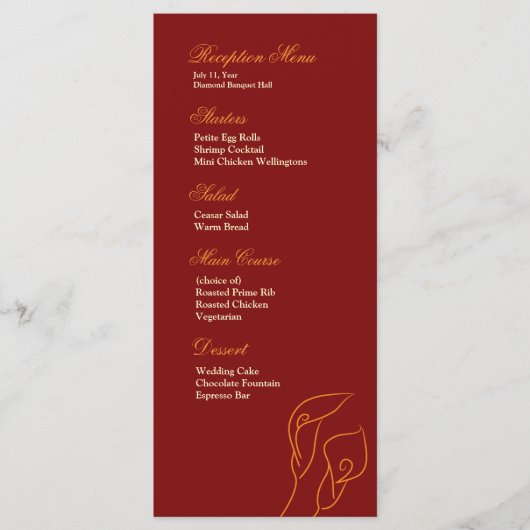 Menu de réception Rouge & Orange Calla Lilies (Devant)