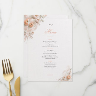 Menu de réception Ruban de soie pêche Jardin rose