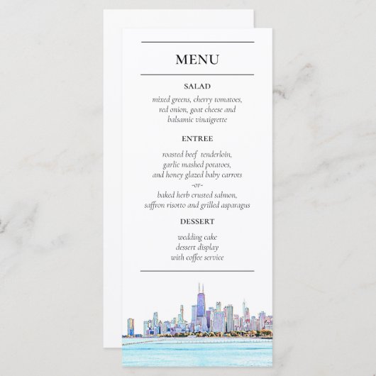 Menu de réception Skyline de Chicago (Devant / Derrière)