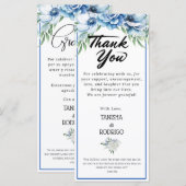 Menu de remerciement bilingue de mariage / Anglais (Devant / Derrière)