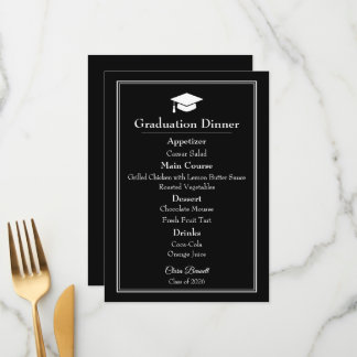 Menu de remise des diplômes 2026 noir et blanc mod