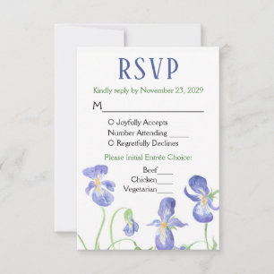 Menu de repas de réponse du Mariage RSVP Floral Ir