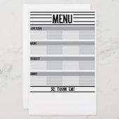 Menu de repas de vacances et Guide de la chance RE (Devant / Derrière)