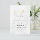 Menu de réponse de mariage moderne en marbre blanc (Debout devant)