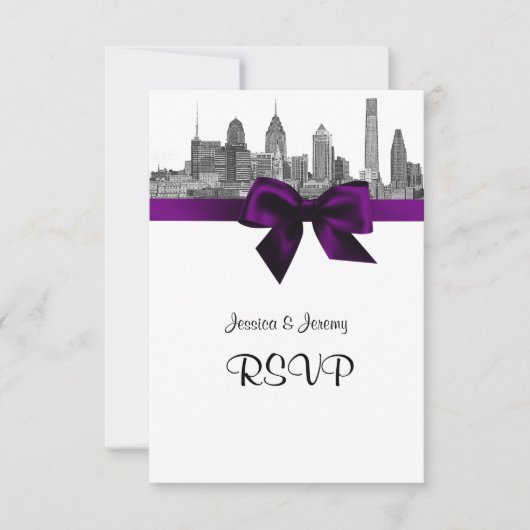 Menu de réponse Philadelphie Skyline Etch BW Viole (Devant)