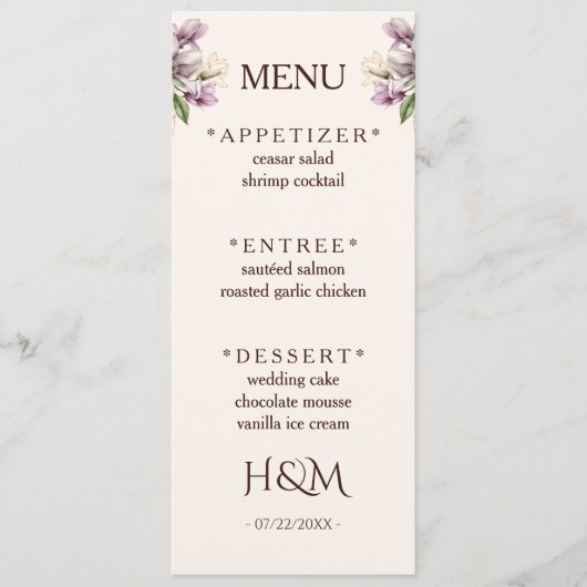 Menu de restaurant (Devant)