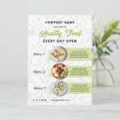 Menu de restaurant de traiteur en aliments frais e (Debout devant)