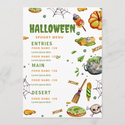 Menu de restaurant Halloween, Menu Halloween modif (Devant)