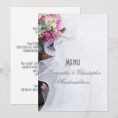 Menu de robe mariage fleurie rose (Devant / Derrière)