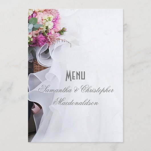 Menu de robe mariage fleurie rose (Devant)