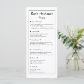 Menu de Rosh Hashanah, Moderne Traditionnel Kasher (Debout devant)