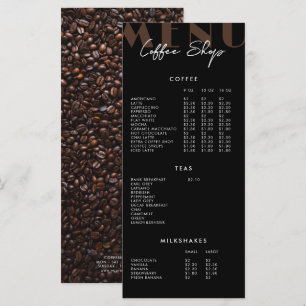 Menu de salon de café minimaliste moderne noir