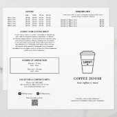 Menu de salon de café noir et blanc mignon (Devant / Derrière)