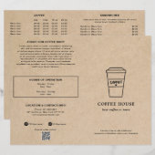 Menu de salon de café Tasse Marron Mignon (Devant / Derrière)