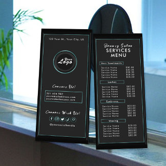 Menu de salon moderne simple noir sarcelle profess