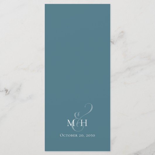 Menu de script mariage bleu minimaliste (Dos)