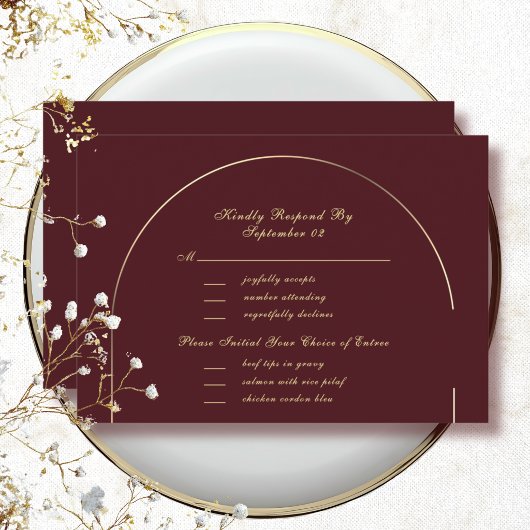 Menu de sélection de réponse RSVP avec cadre arqué
