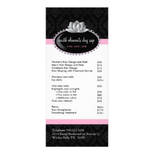 Menu de service de salon et de spa