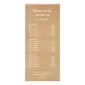 Menu de services de salon Kraft rustique minimalis (Devant)