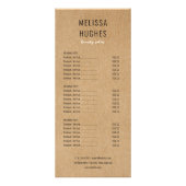 Menu de services de salon Kraft rustique moderne s (Devant)
