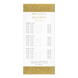 Menu de services du salon Gold Glitter