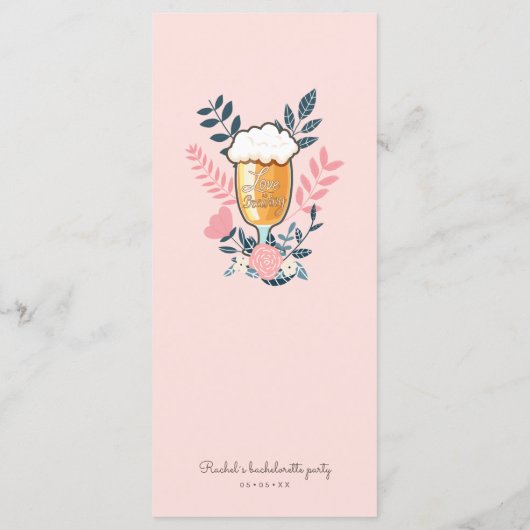 Menu de soirée bachelorette dégustation de bière (Dos)