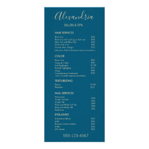 Menu de Spa de service Turquoise Blue Salon élégan