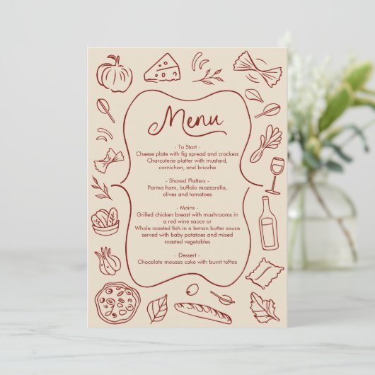 Menu de style italien dessiné à la main Rustique r (Debout devant)