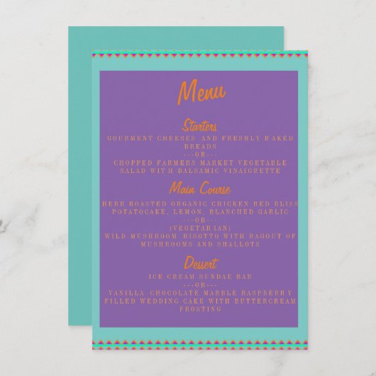 MENU DE STYLE MOTIF MEXICAIN (Devant / Derrière)
