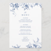 Menu de table de Mariage bleu victorien de 5x7" (Devant)