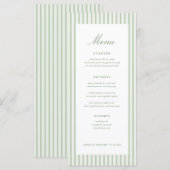Menu de table de mariage classique aux rayures ver (Devant / Derrière)