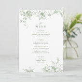 Menu de table de Mariage de fleurs vertes de 5x7" (Debout devant)