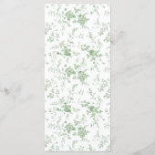 Menu de table de mariage floral toile vert classiq (Dos)