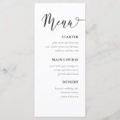 Menu de table de mariage simple noir et blanc (Devant)