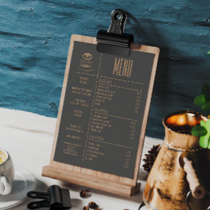 Menu de table de petit café de boulangerie