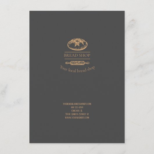 Menu de table de petit café de boulangerie (Dos)