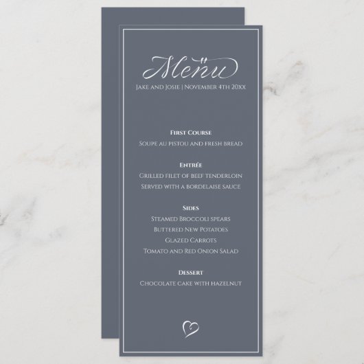 Menu de table fine élégant et moderne (Devant / Derrière)