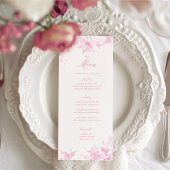 Menu de table Mariage rose toile classique