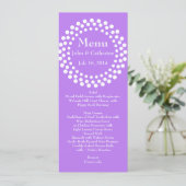 Menu de table Mariage violet moderne élégant (Debout devant)