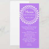 Menu de table Mariage violet moderne élégant (Devant / Derrière)
