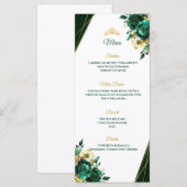 Menu de table Quinceñera vert émeraude et or (Devant / Derrière)