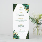 Menu de table Quinceñera vert émeraude et or (Debout devant)