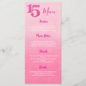 Menu de Table Rose Pailleté pour Quinceañera (Devant)