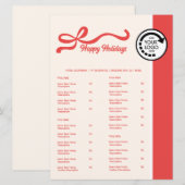 Menu de take-out de restaurant à thème de Noël rou (Devant / Derrière)