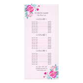 Menu de tarif floral rose chaud Rose (Devant)