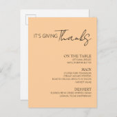 Menu de Thanksgiving (Devant / Derrière)