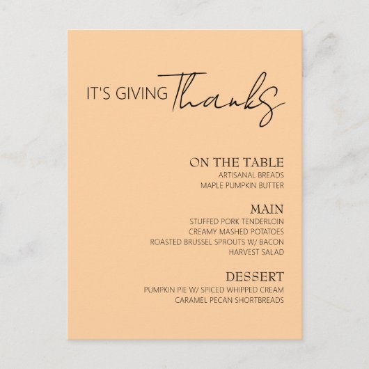 Menu de Thanksgiving (Devant)