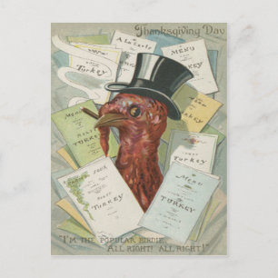 Menu de Thanksgiving au chapeau haut de forme ciga