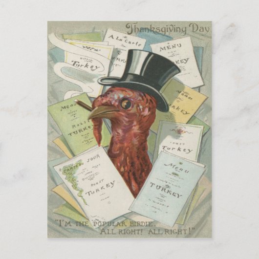 Menu de Thanksgiving au chapeau haut de forme ciga (Devant)